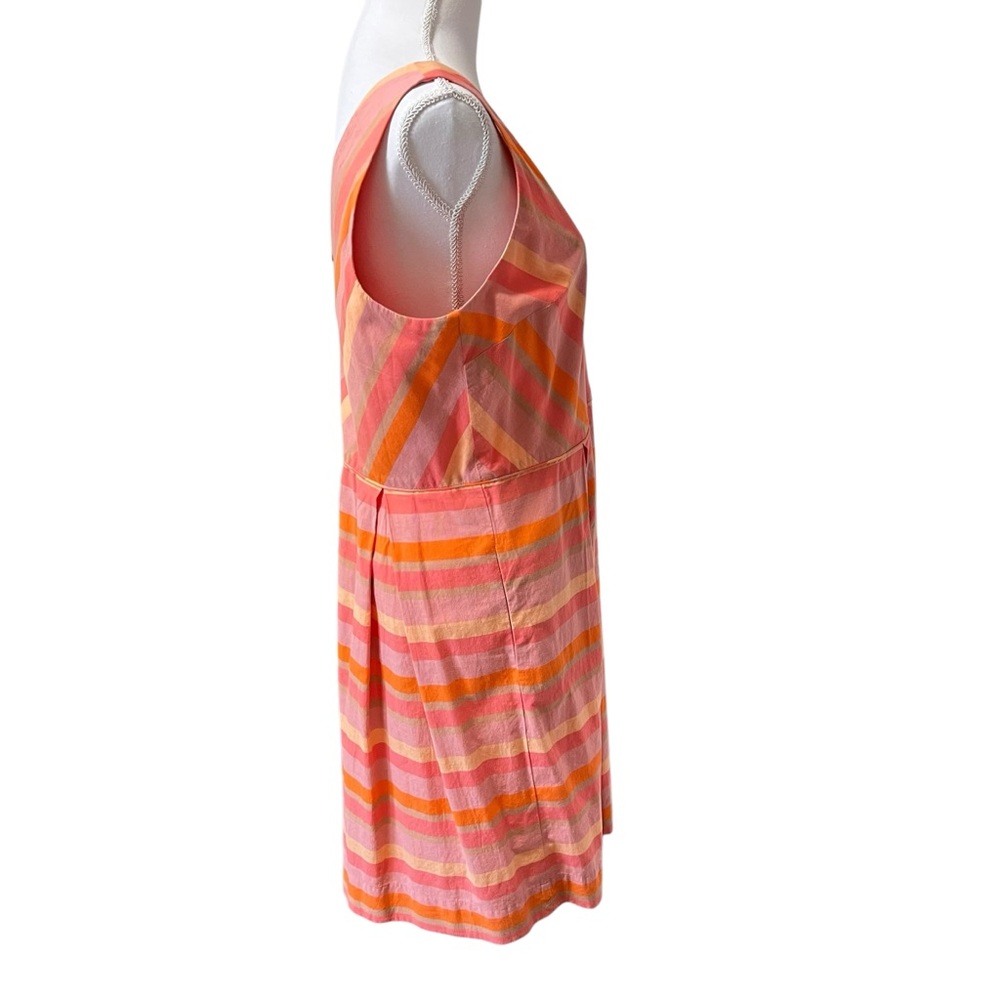Lands End Striped Fit & Flare Sleeveless Dress Pink & Orange Sundress Size 12 - Picture 11 of 15